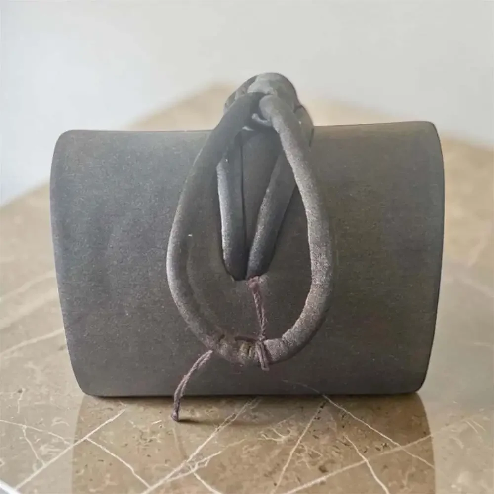 Enzo Angiolini Luna Brown Satin Barrel Clutch